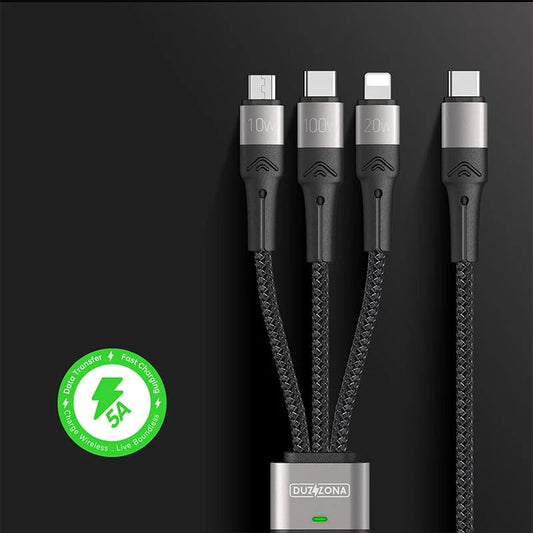 Type-C input and three output connectors Micro USB, Lightning, and USB-C